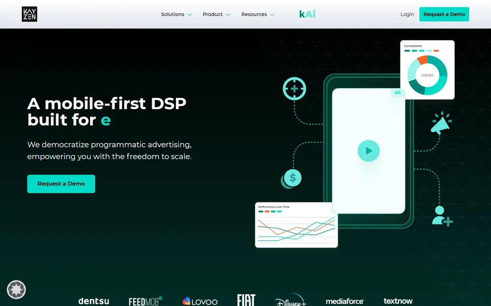 Kayzen Homepage With The Mobile Dsp Headline