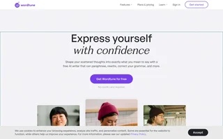 Wordtune Homepage With The Free Signup Button
