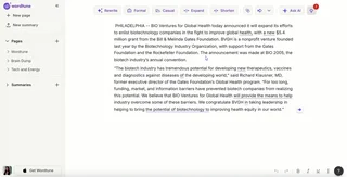 Wordtune Editor Workspace With Suggested Edits