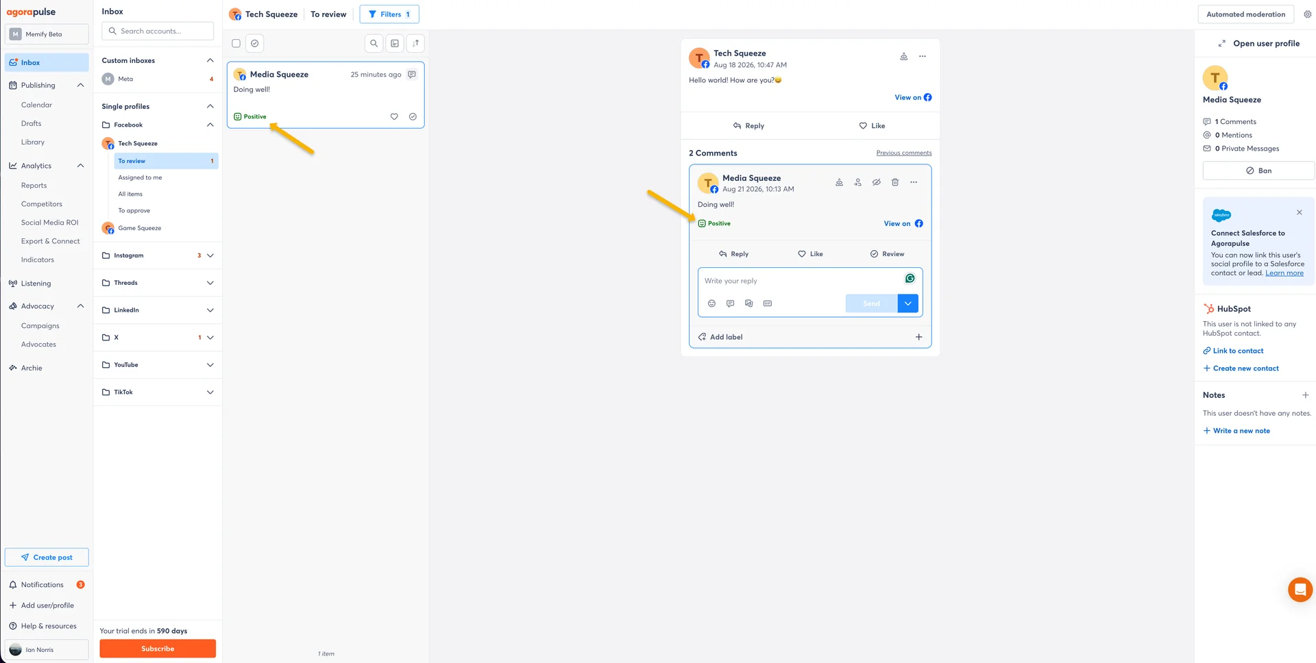 Inbox With Sentiment Detection
