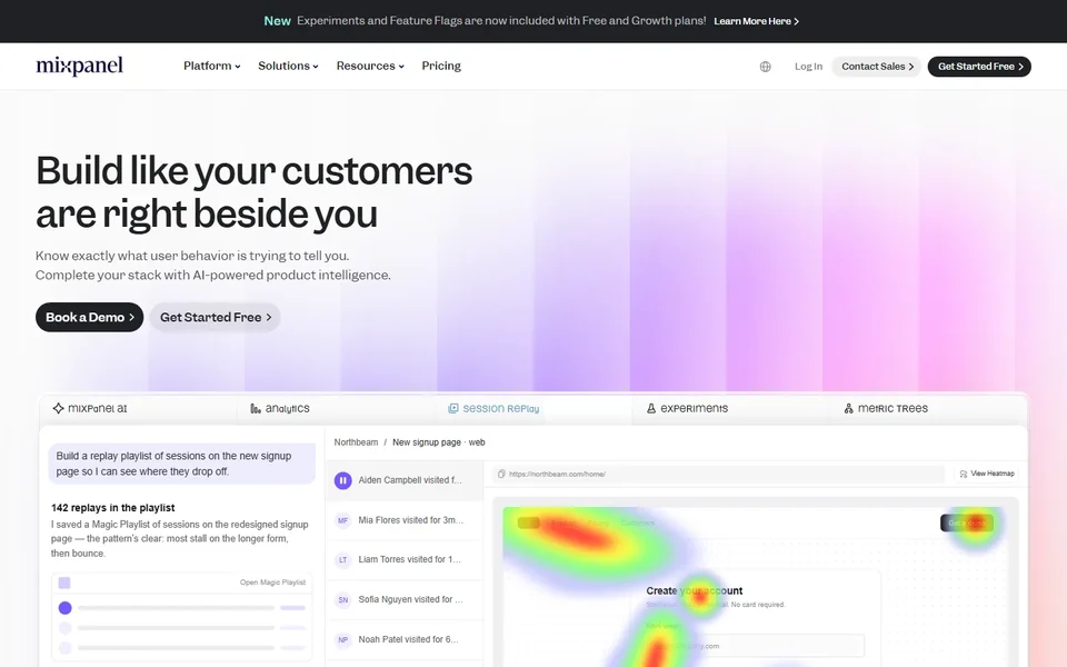 Mixpanel Homepage