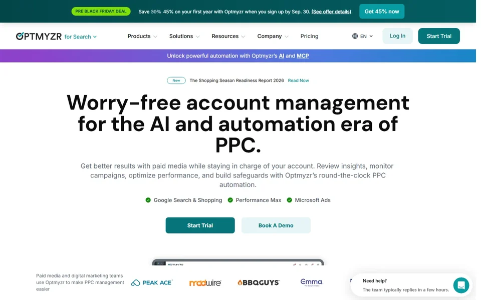 Optmyzr Homepage