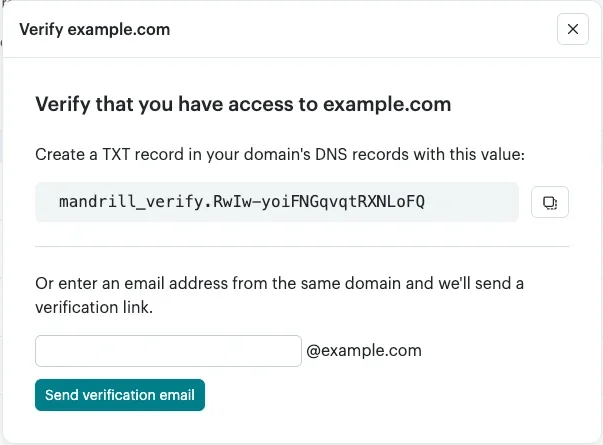 Domain Verification Dialog
