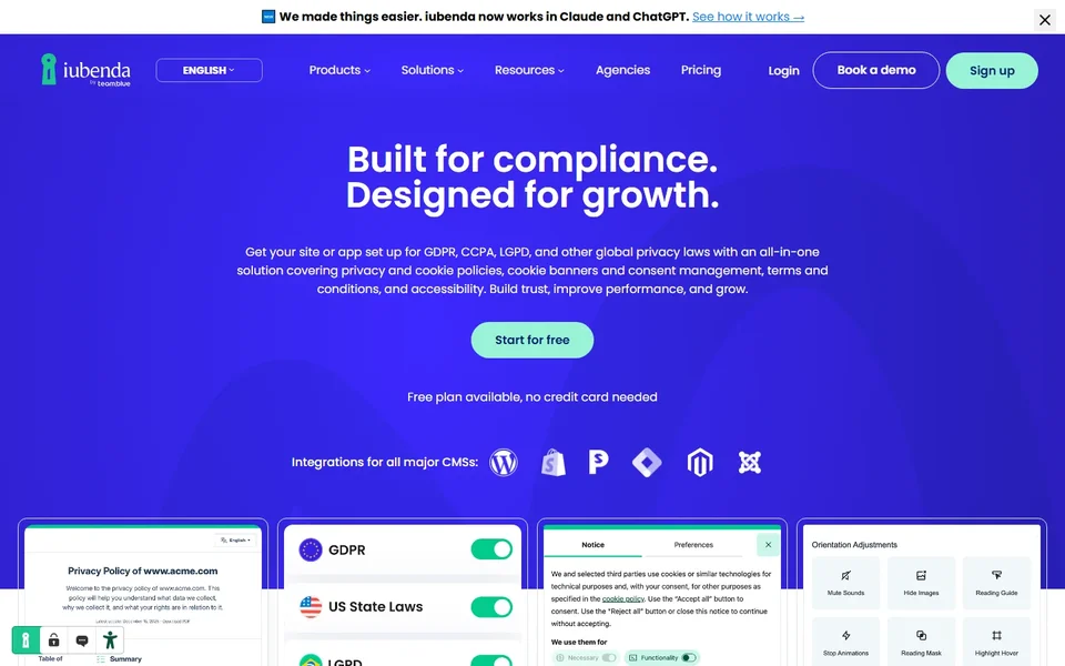 Iubenda Homepage