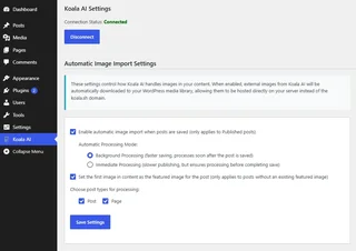 Koala Ai Wordpress Plugin Image Import Settings