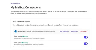 Mailbox Connection With Email Sync On