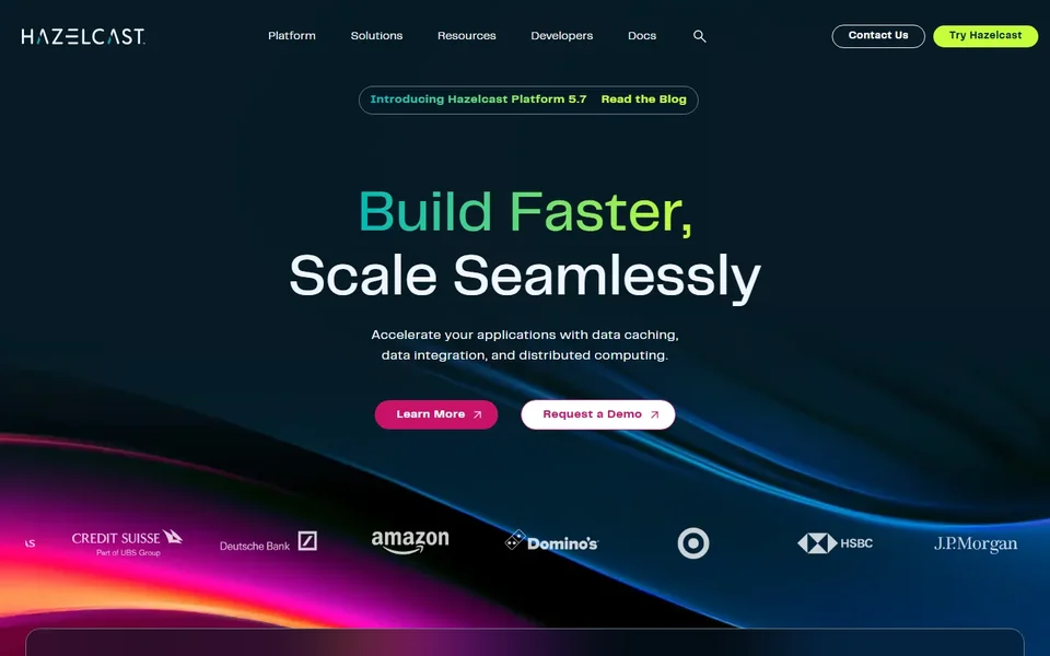 Hazelcast Homepage With The Platform Headline