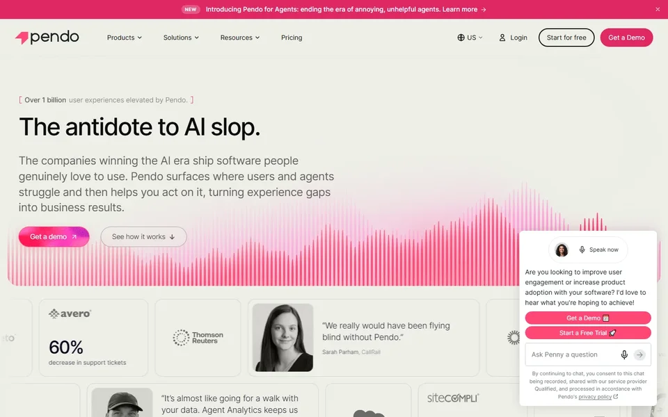 Pendo Homepage