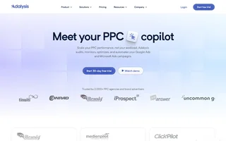 Adalysis Homepage With The Ppc Copilot Headline