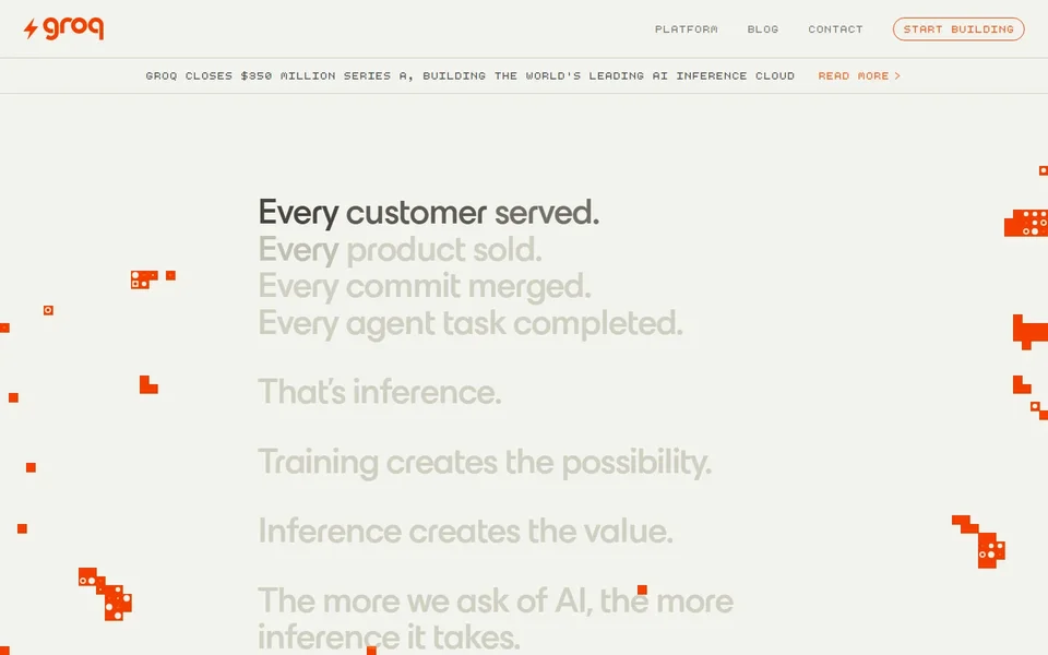 Groq Homepage With The Inference Headline