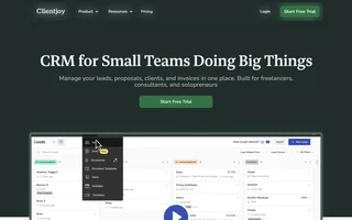 Clientjoy Homepage With The App Demo