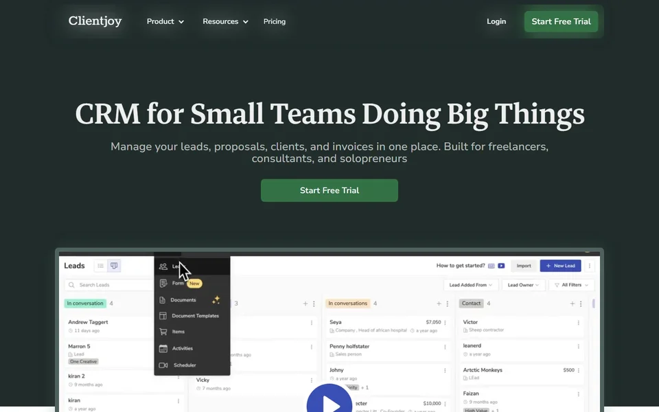 Clientjoy Homepage With The App Demo