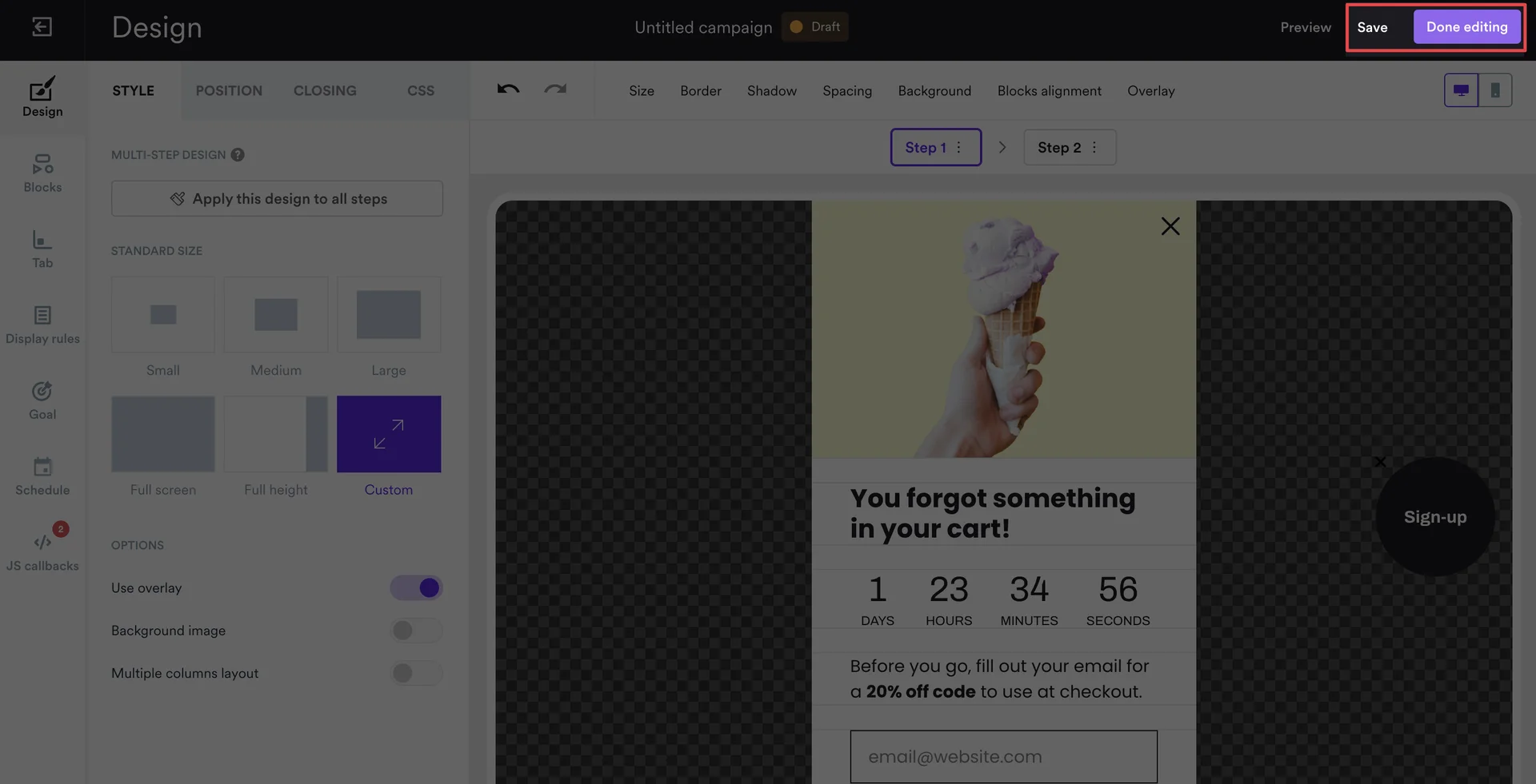 Popup Design Editor