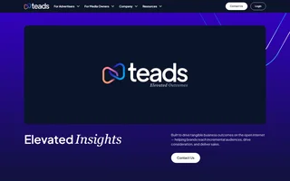 Teads Homepage With The Elevated Insights Hero